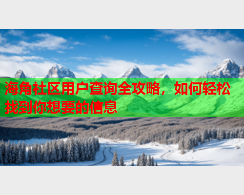 海角社区用户查询全攻略，如何轻松找到你想要的信息